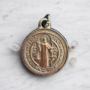 Gold Religious Double Sided Engraved Pendant